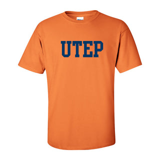 University of Texas at El Paso Miners Basic Block Short Sleeve T Shirt - Tangerine