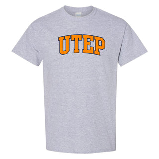 University of Texas at El Paso Miners Arch Logo Short Sleeve T Shirt - Sport Grey