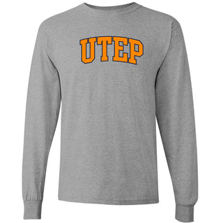 University of Texas at El Paso Miners Arch Logo Long Sleeve T Shirt - Sport Grey