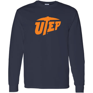 University of Texas at El Paso Miners Primary Logo Long Sleeve T Shirt - Navy