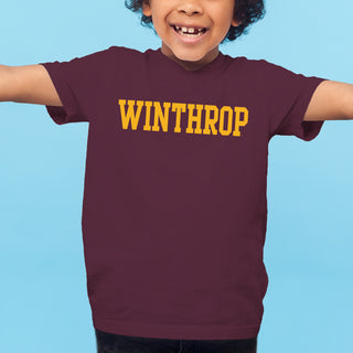 Winthrop University Eagles Basic Block Youth Short Sleeve T Shirt - Maroon