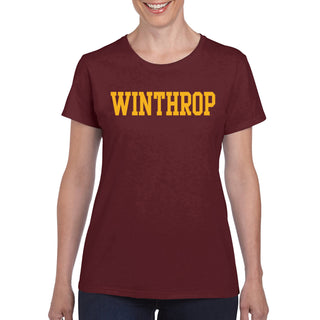 Winthrop University Eagles Basic Block Womens Short Sleeve T Shirt - Maroon