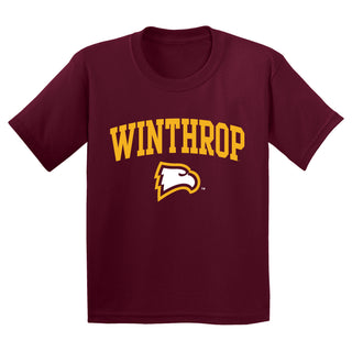 Winthrop University Eagles Arch Logo Youth Short Sleeve T Shirt - Maroon