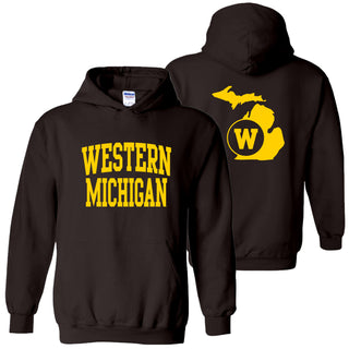 Western Michigan Front Back Print Hoodie - Dark Chocolate