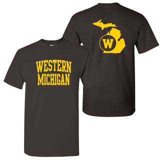 Western Michigan Front Back Print T-Shirt - Dark Chocolate