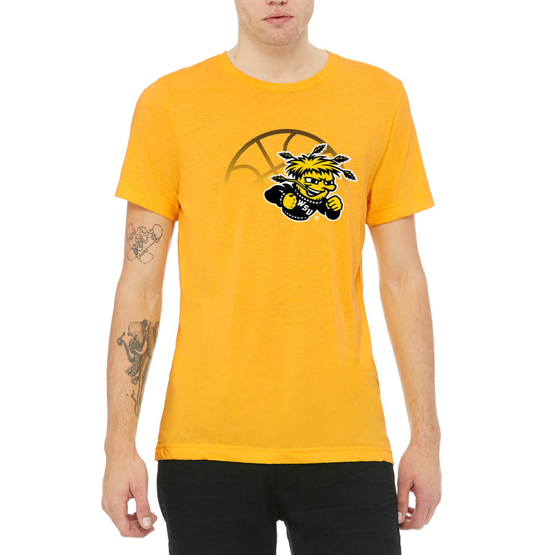 Wichita State University Shockers Fading Basketball Canvas Triblend T-Shirt - Yellow Gold