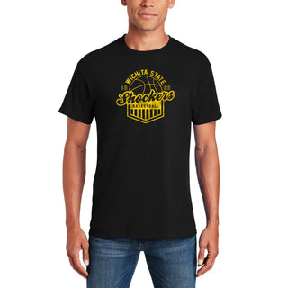 Wichita State University Shockers Vintage Basketball Shield Short Sleeve T Shirt - Black