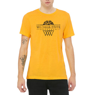 Wichita State University Shockers Oblique Hoop Canvas Triblend Short Sleeve T-Shirt - Yellow Gold