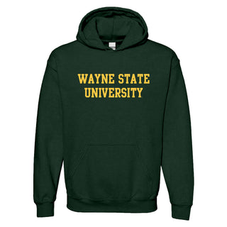 Wayne State University Basic Block Heavy Blend Hoodie - Forest