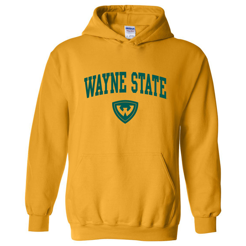 Wayne State University Warriors Arch Logo Heavy Blend Hoodie - Gold