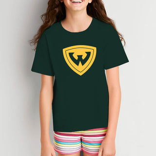 Wayne State University Warriors Primary Logo Youth Short Sleeve T-Shirt - Forest Green