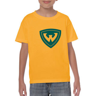 Wayne State University Warriors Primary Logo Youth Short Sleeve T-Shirt - Gold