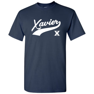 Xavier University Musketeers Baseball Script Short Sleeve T-Shirt - Navy