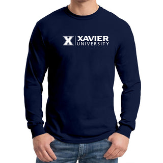 Xavier University Musketeers Institutional Logo Long Sleeve T Shirt - Navy