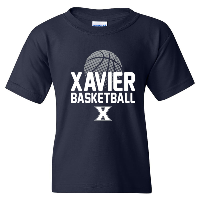 Xavier University Musketeers Basketball Flux Basic Cotton Youth Short Sleeve T Shirt - Navy