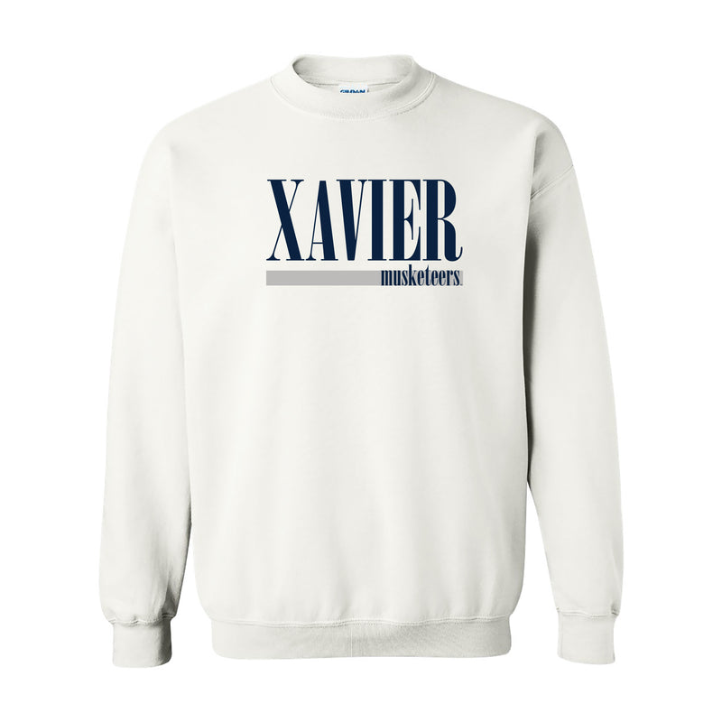 Xavier University Musketeers Boldline Basic Cotton Crewneck Sweatshirt - White