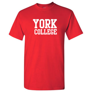 York College Cardinals Basic Block Cotton Short Sleeve T Shirt - Red