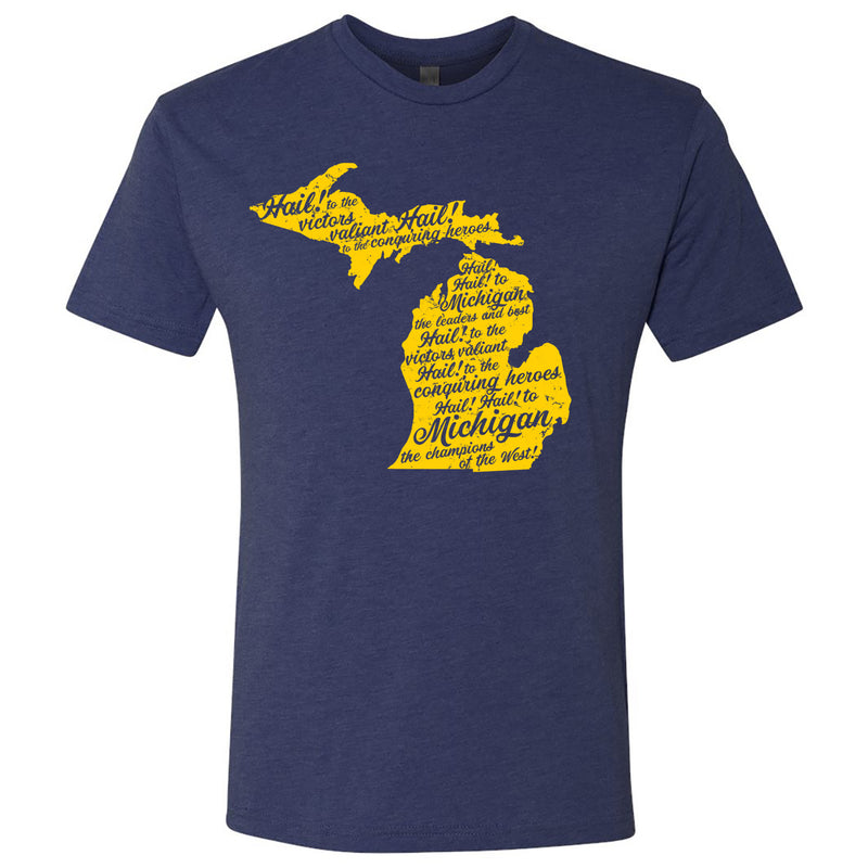 Fight Song University of Michigan Next Level Triblend Short Sleeve T Shirt - Vintage Navy