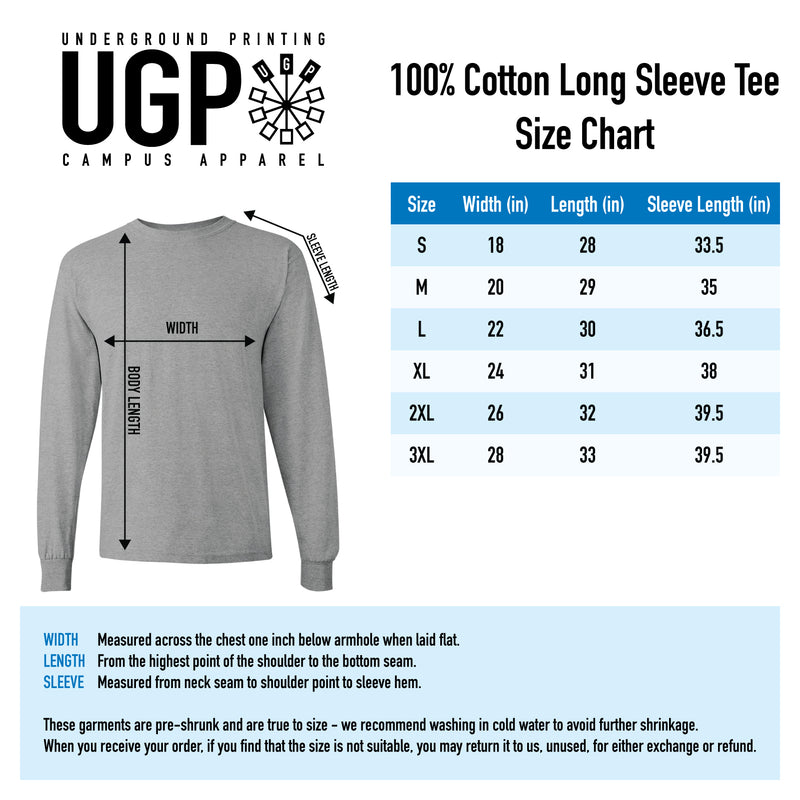 University of Chicago Maroons Distressed Circle Logo Heavy Cotton Long Sleeve T Shirt - Maroon